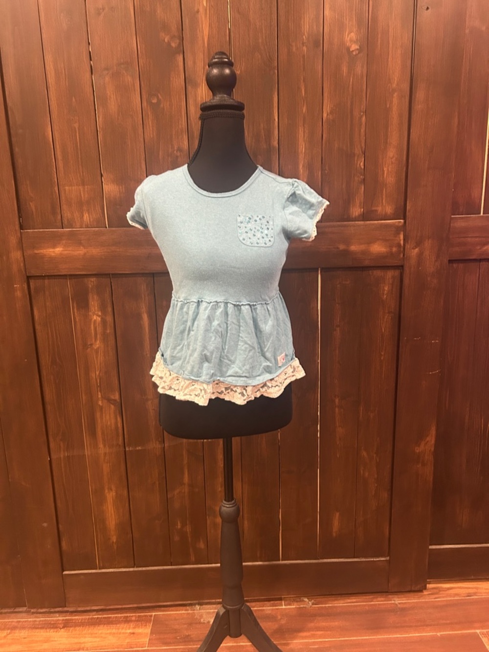 naartjie Light Blue Ruffle-Hem Peplum Tunic
